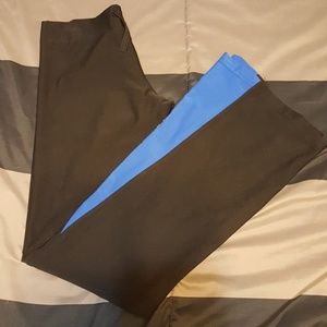 Athletic bellbottom leggings.