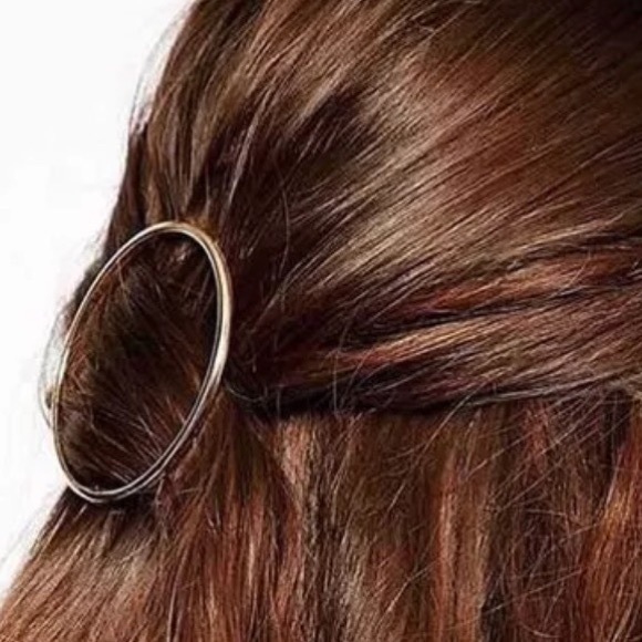 Gold Open Circle Hair Barrette - Picture 1 of 2