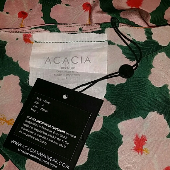 New acacia mahalo flores silk dress swimwear P XS - Picture 5 of 6
