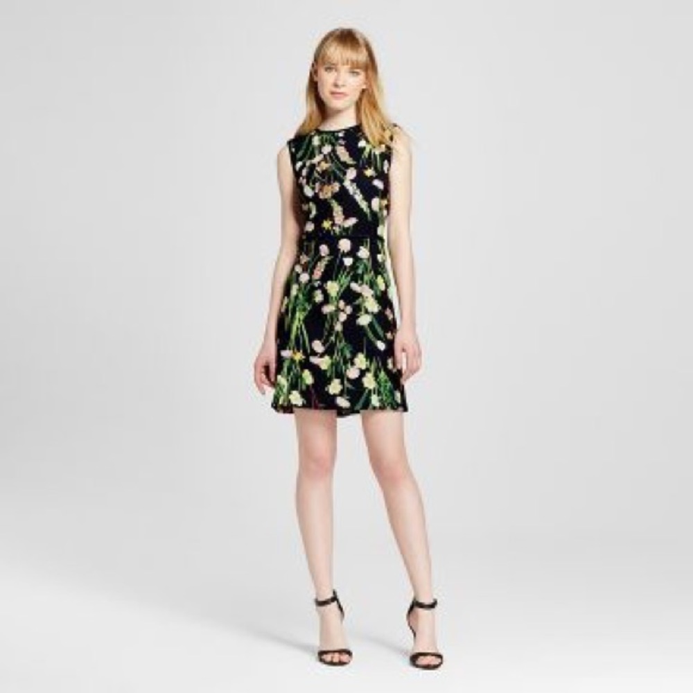 VICTORIA BECKHAM Black Floral Dress