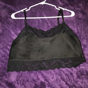 Brandy Melville black silky crop top