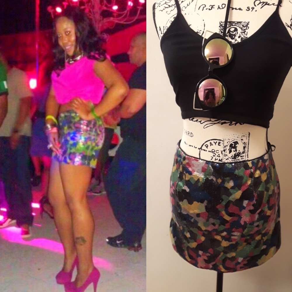 Very Dope Colorful sequin Mini Skirt!