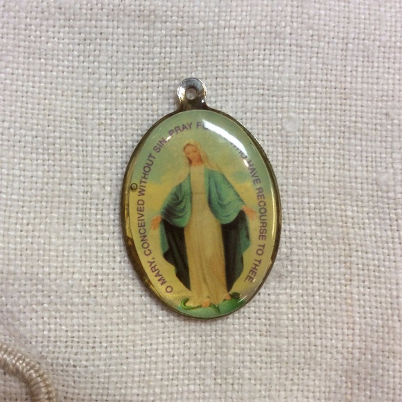Vintage Jewelry - Mother Mary Religious Angel Charm Enamel Vintage Jewelry - Mother Mary Religious Angel Charm Enamel