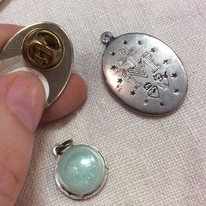 Vintage Jewelry - Mother Mary Religious Angel Charm Enamel Vintage Jewelry - Mother Mary Religious Angel Charm Enamel