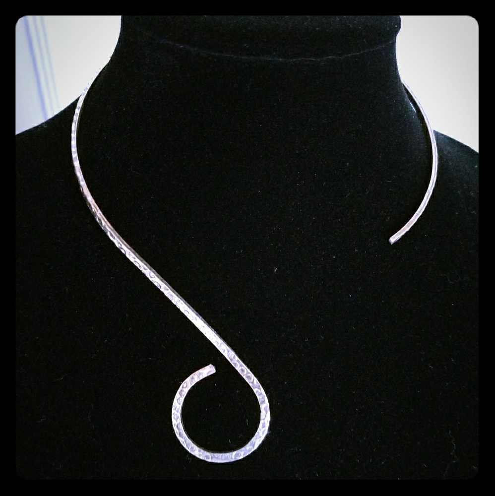 Sterling Silver S Choker - Hammered