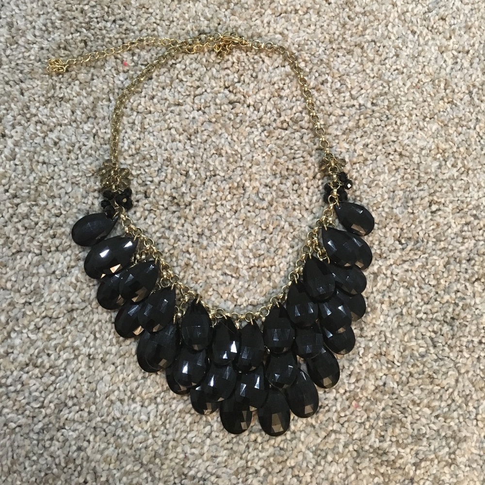 Black Beaded Statement Necklace