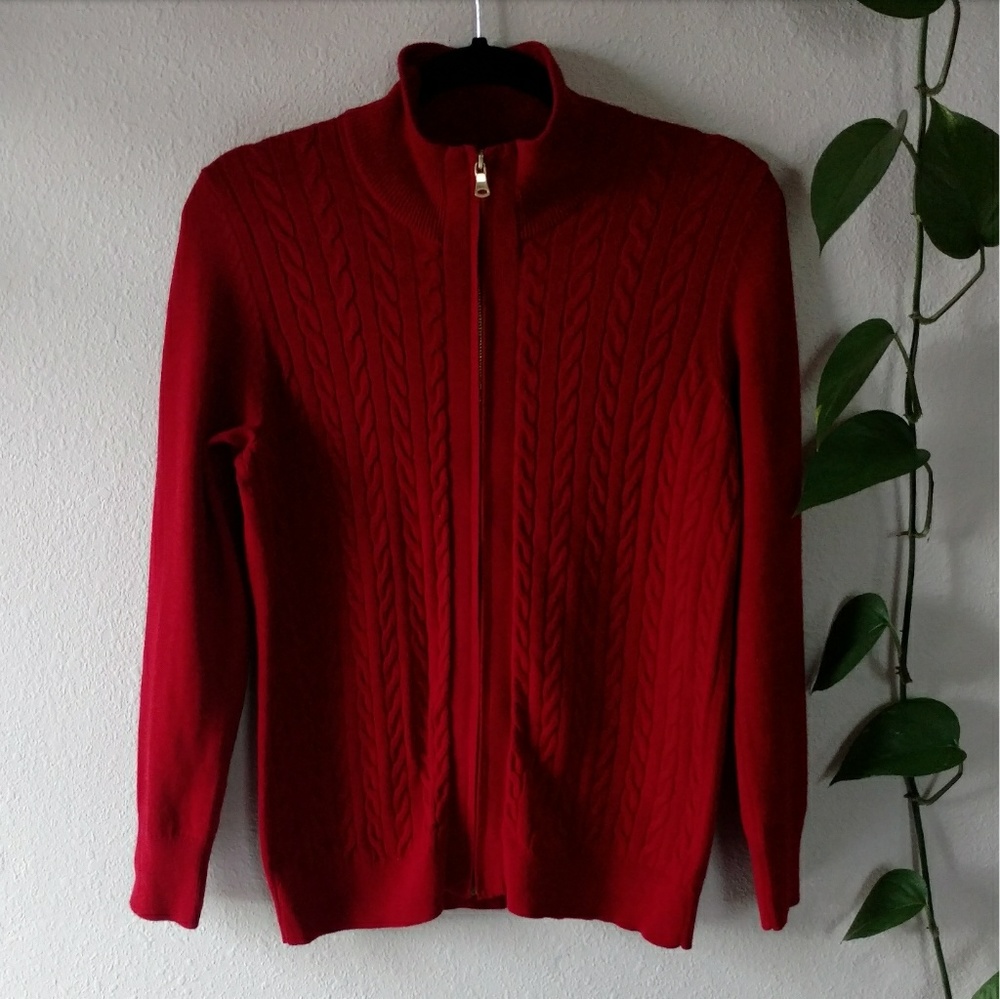 ❄ WINTER SALE ❄ NWOT Talbots Zip Up Wine Cardigan