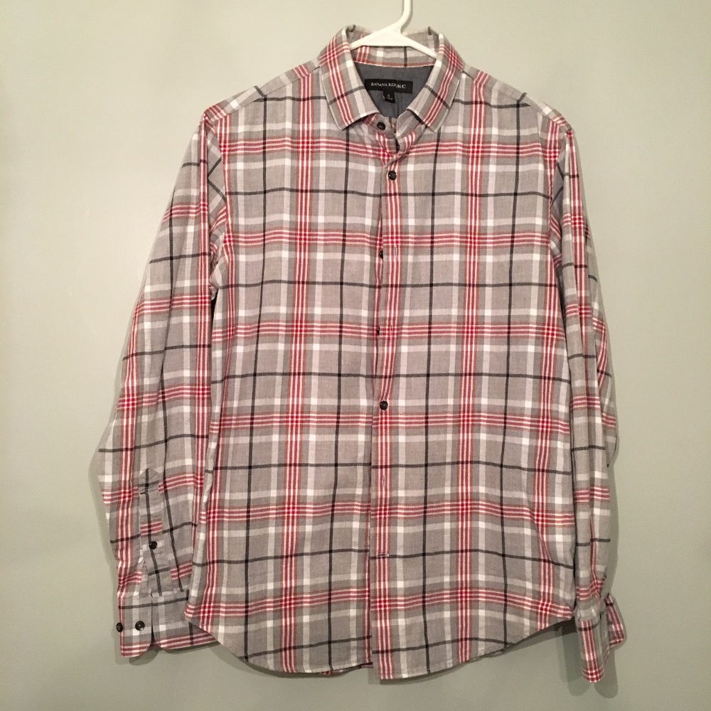 Banana Republic Grey/Red Flannel Shirt