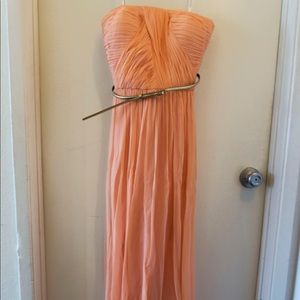 Strapless Long Peach Donna Morgan Dress