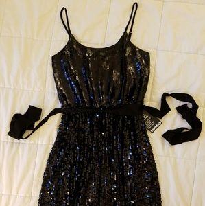Express black sequined cocktail dress