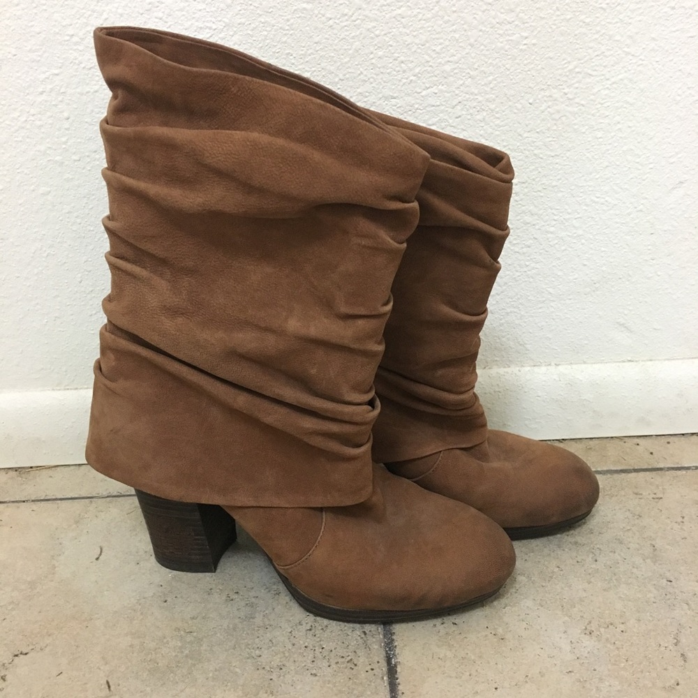 Mid calf Cognac Slouchy Boots