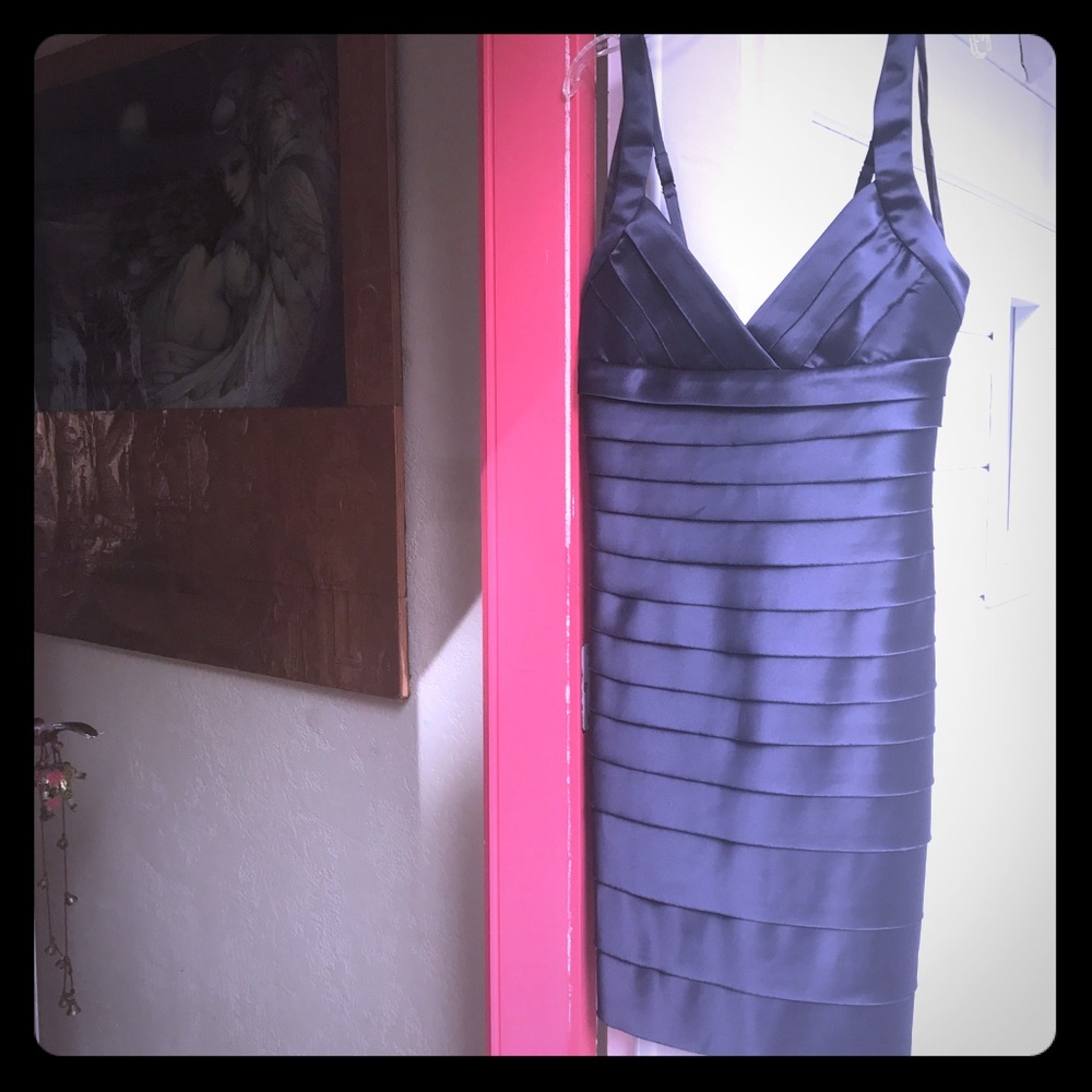 NWT • BCBG Woven Dress • Sz 4 • Dark Blue Grey