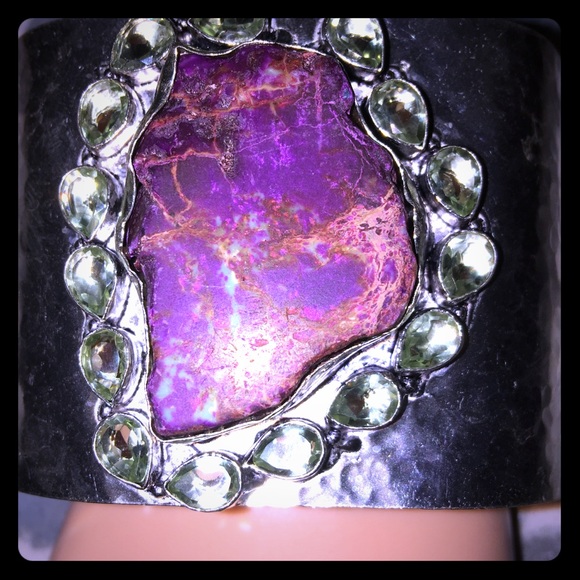 Wholesale Titanium Druzy Gemstone Cuff Silver Bracelets 🆕 925/ SS CUFF BRACELET W/ DRUZY & PRECIOUS GEMS