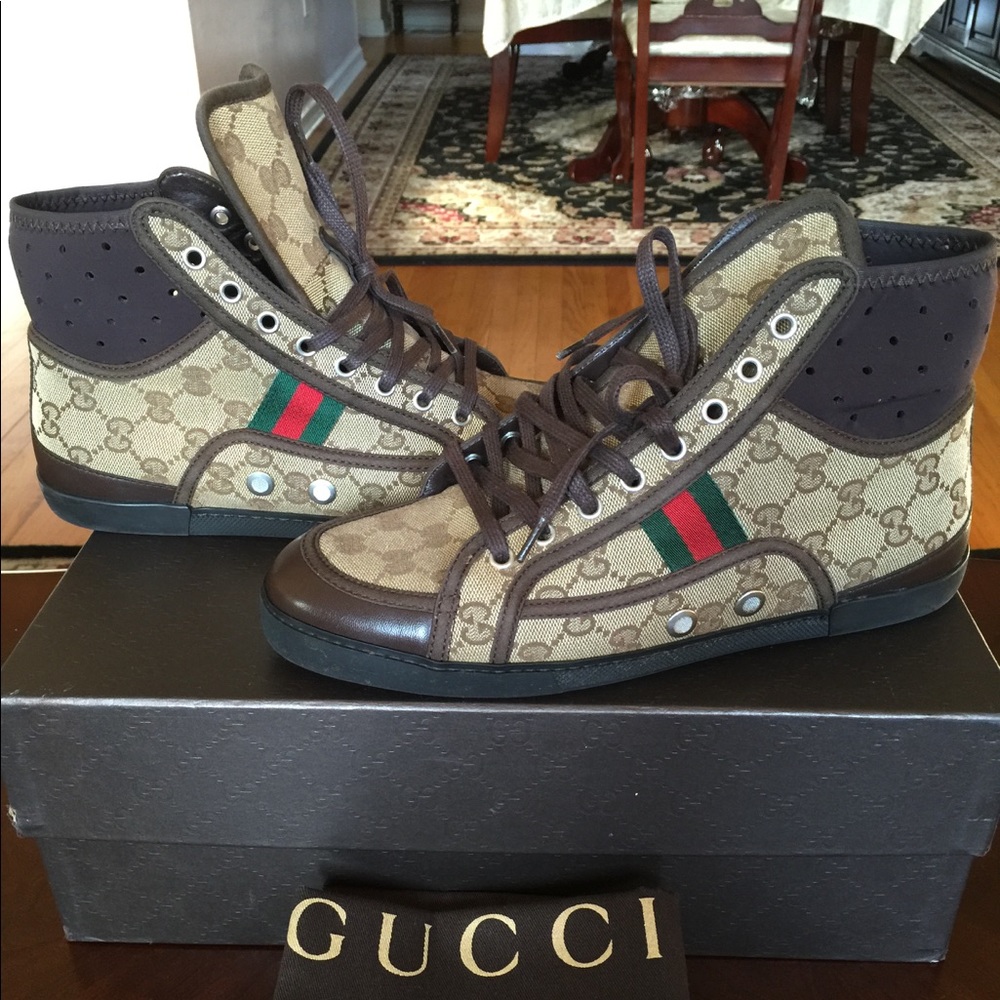 Men's Gucci Canvas Hightop Sneakers  Sz 6.5/7