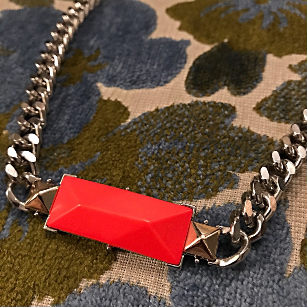 H&M Conscious Silver Chain Orange Stud Necklace