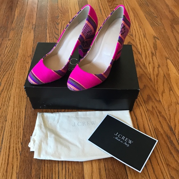 J. Crew Collection Blakely Summer Stripe Heels - Picture 1 of 8