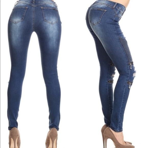 Zipper Moto Jeans - Picture 3 of 5