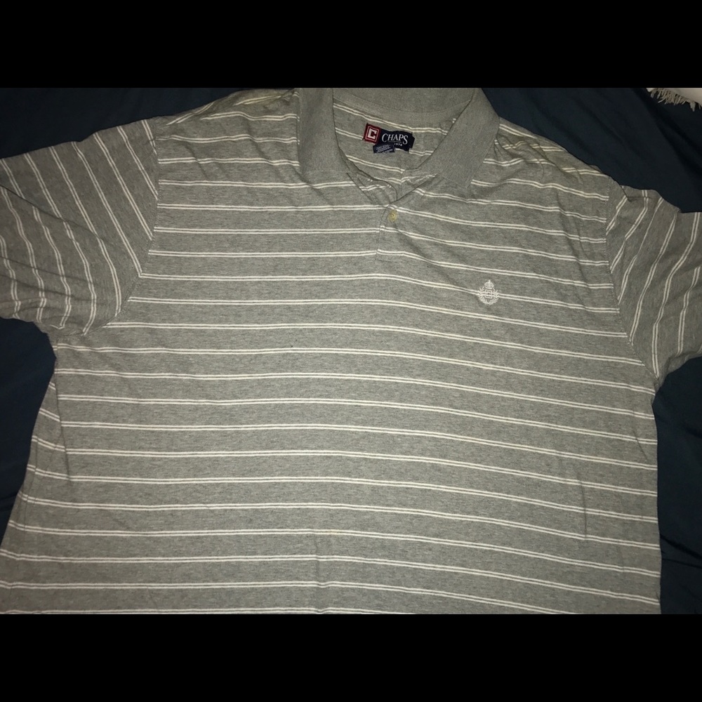 Chaps 3XL Men’s Polo Gray/White Striped