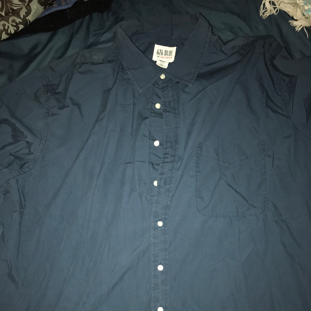 626 Blue 4XLT Long Sleeve Button Down Shirt NAVY