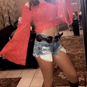 Missguided bell sleeve crop off the shoulder small