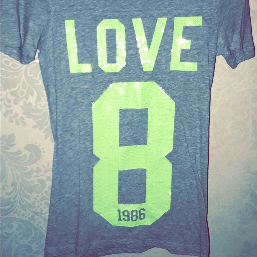 PINK sequins grey and neon green t-shirt