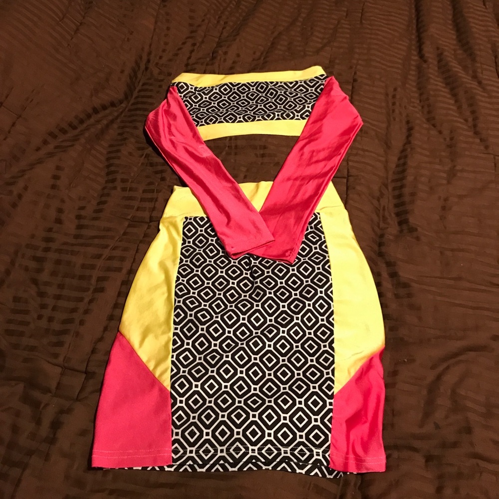 2 piece neon skirt and half shirt