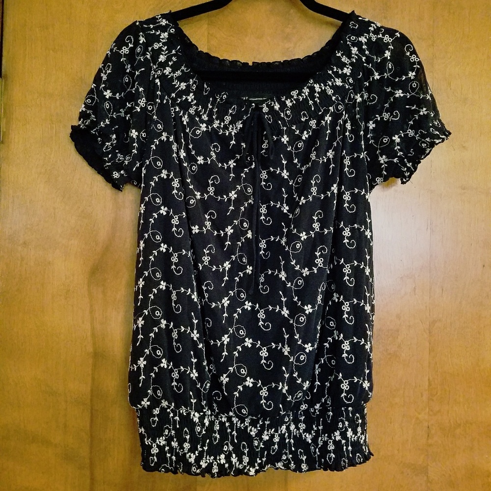 Sale! INC Top Navy Blue with threaded vine design