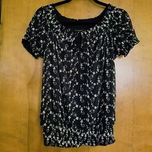 Sale! INC Top Navy Blue with threaded vine design