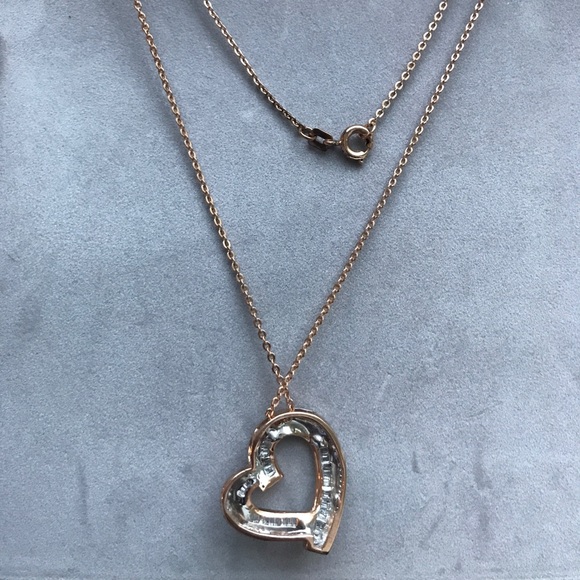 Rose 🌹 Gold Sterling Silver Heart ❤️ Necklace - Picture 4 of 4