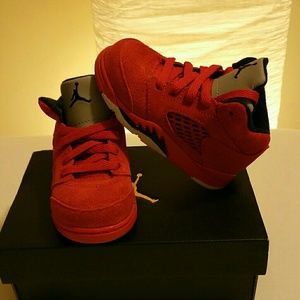 NEW baby Jordans red suede