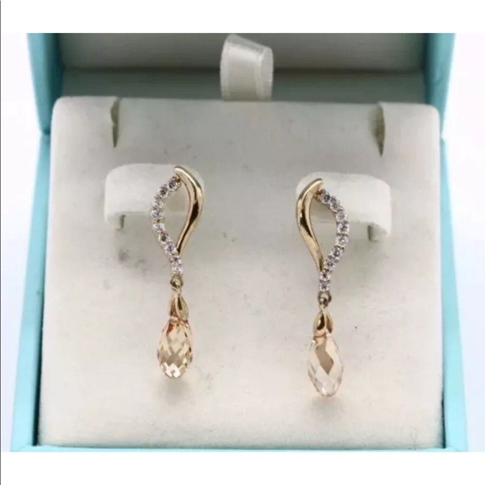 925 Sterling Silver Gold Plated Briolette Earrings