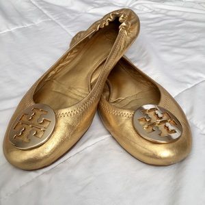 Gold Tory Burch Flats