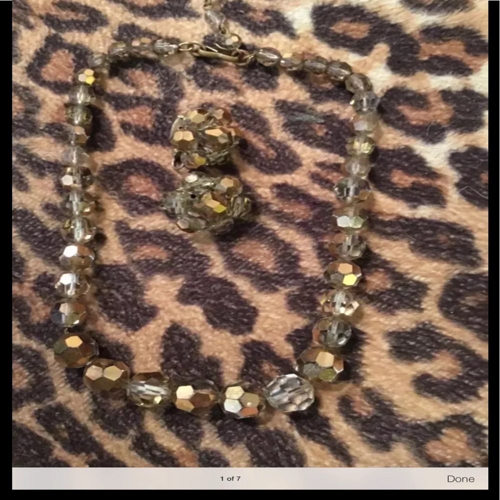 Vintage necklace & clip earring set