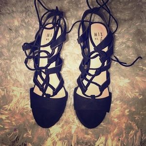 Black lace up heels