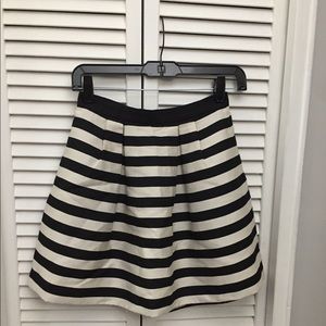 Black/White Striped Flared Mini Skirt