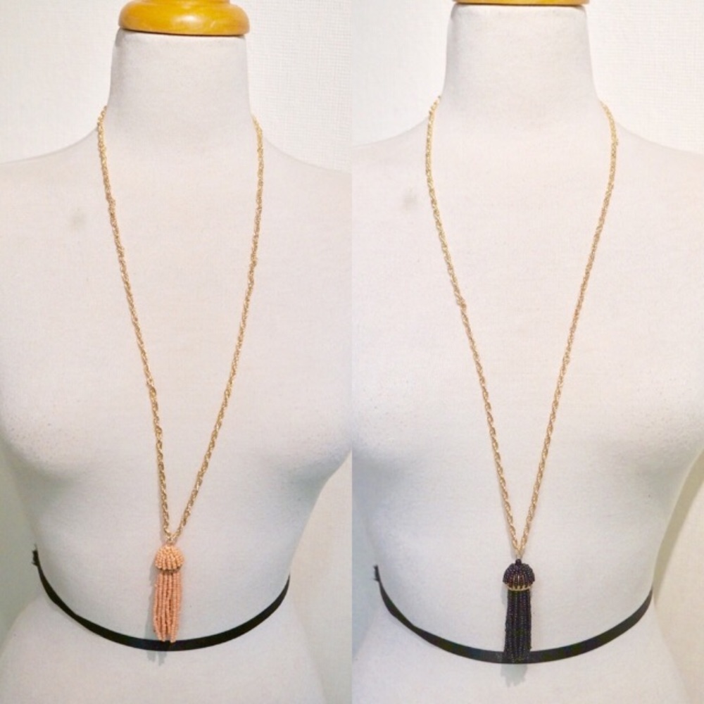 Long beaded tassel necklace
