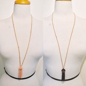 Long beaded tassel necklace