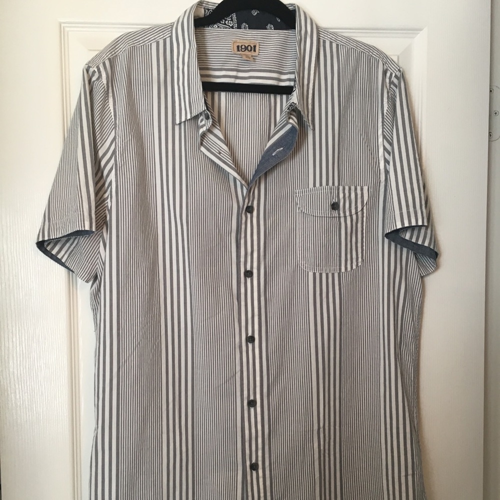 Men’s 1901 Short Sleeve Striped Button-down Shirt