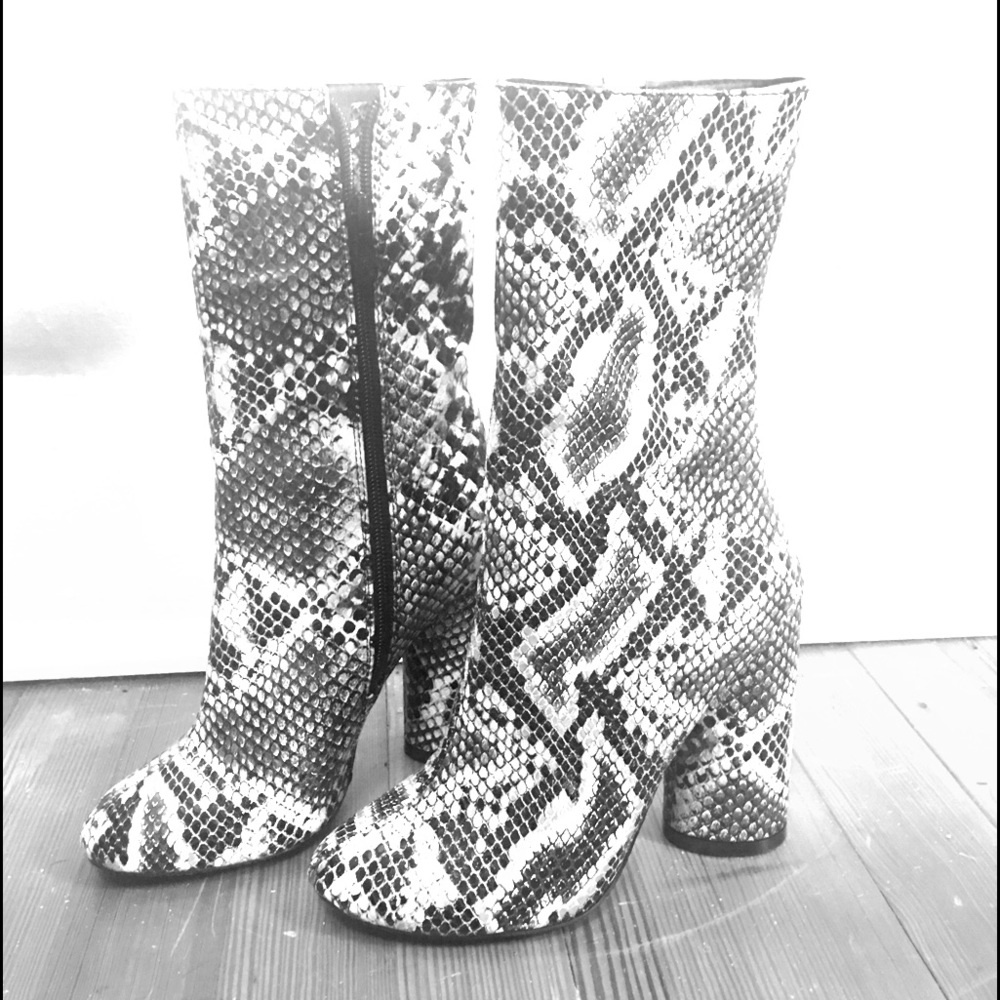 Snakeskin booties