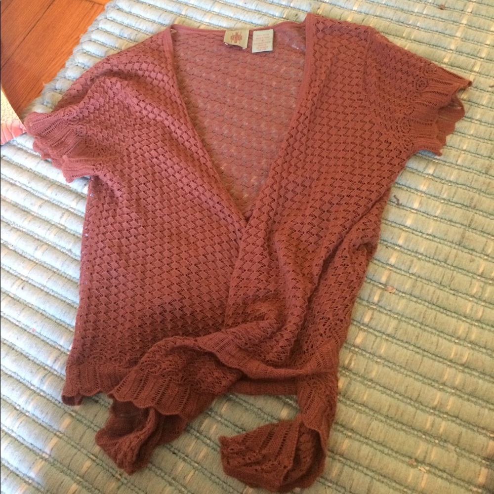 Brown short sleeved cardigan 100% cotton