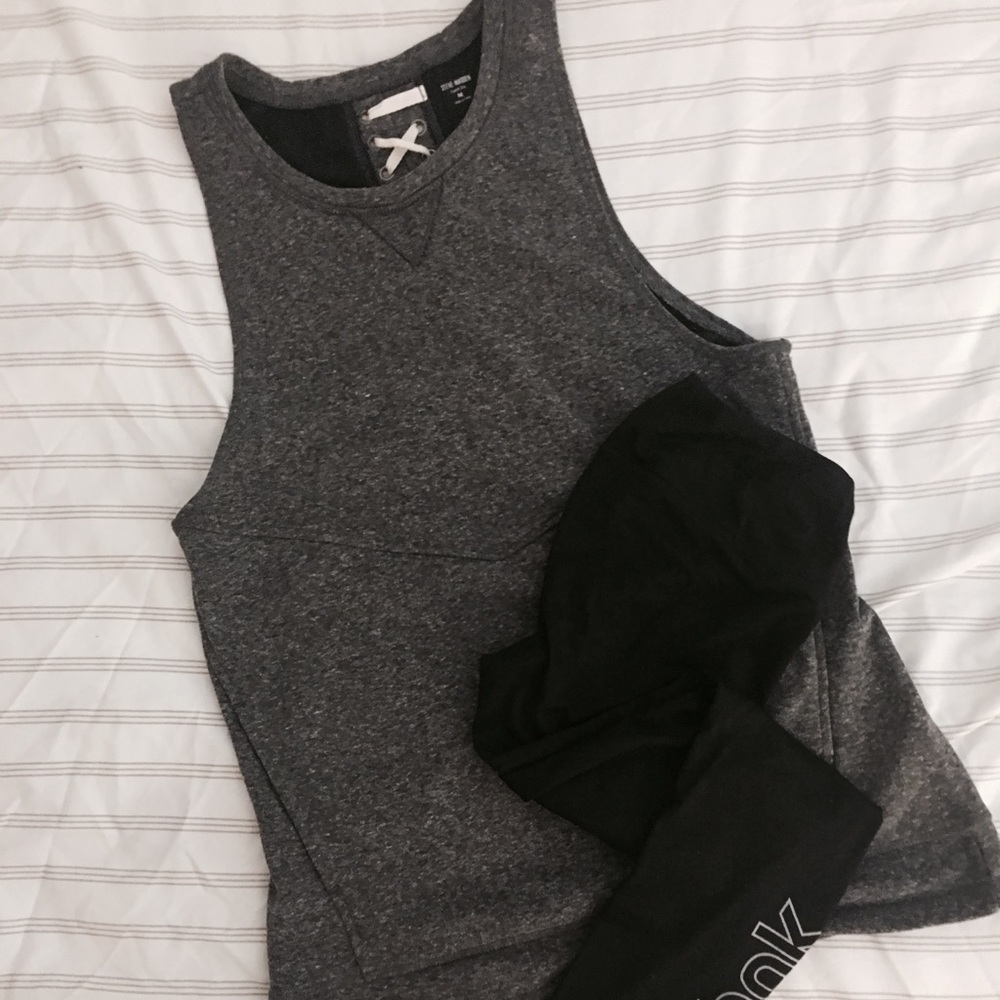 Steve madden athleisure sleeveless long sweater