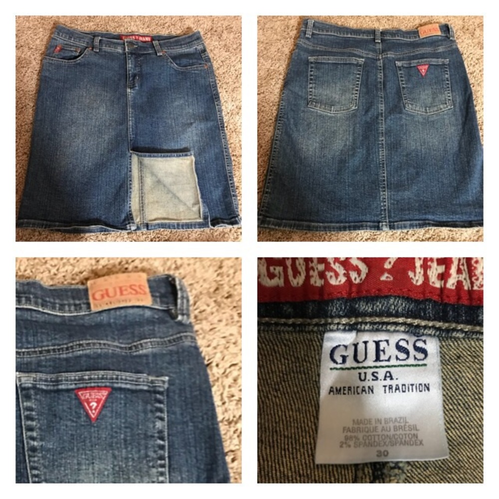 SALE!! Vintage Guess Jeans Denim Skirt W/Slit Sz 30 waist