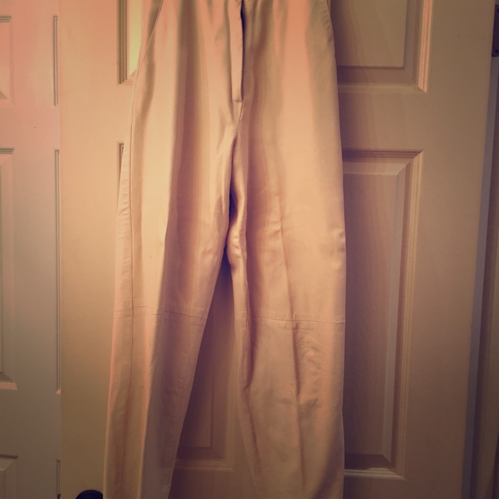 Off white leather pants