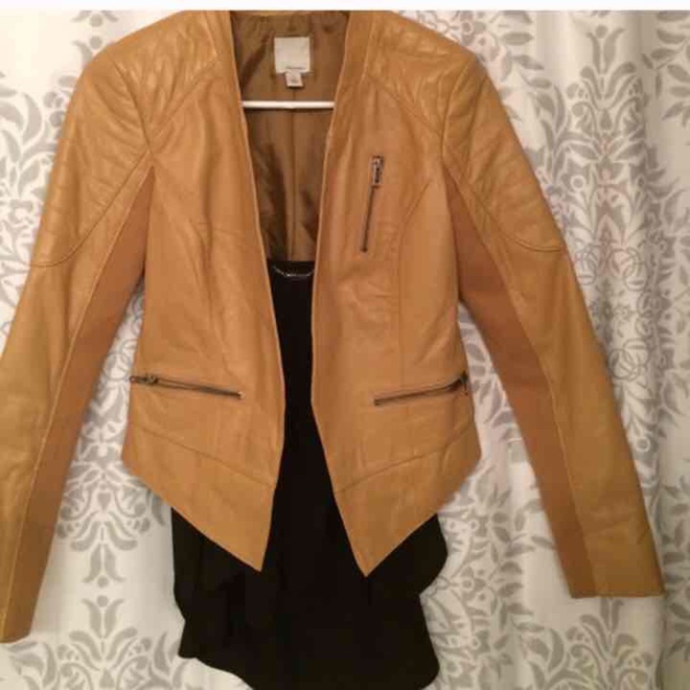 Camel leather bomber/jacket