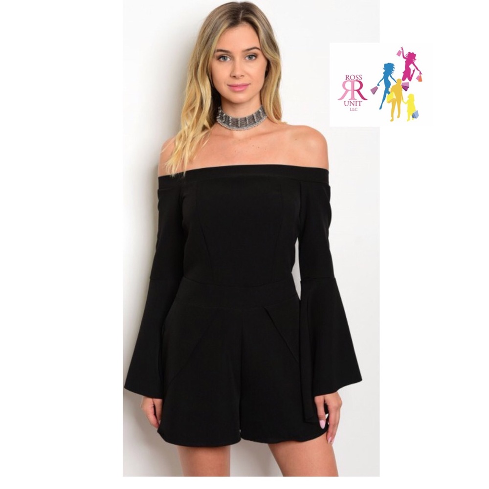 4/$24 Black Bell Sleeve Romper - Picture 2 of 3