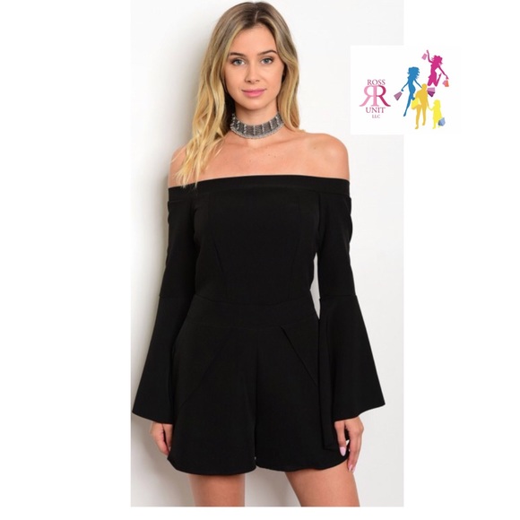 4/$24 Black Bell Sleeve Romper - Picture 2 of 3