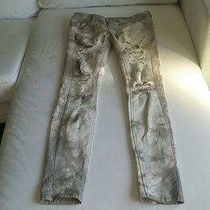 Designer deconstructed skinny jeans