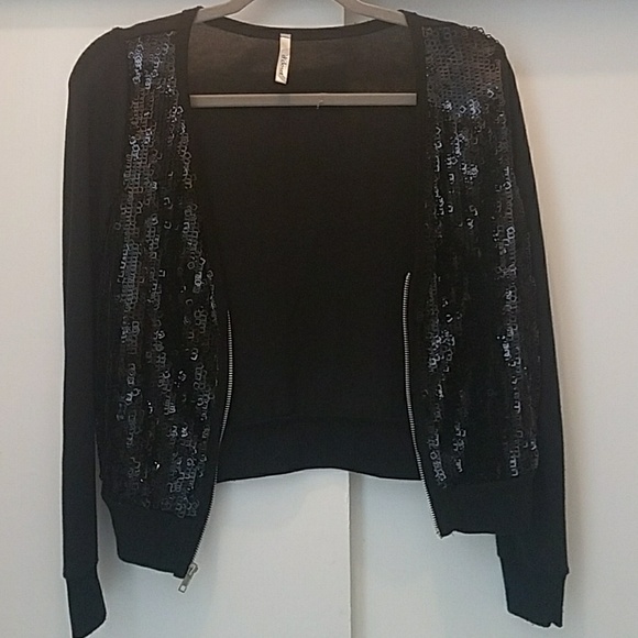 Black sequin zip sweater - Picture 2 of 2