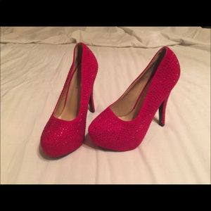 Shoes red with sparkles