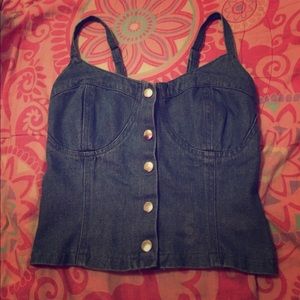 Denim bustier crop top
